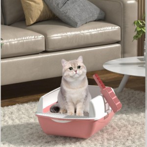 シンプルなネコトイレ 猫ちゃん 小動物用トイレ ネコトイレ 猫トイレ 色はお任せです ハーフカバー シンプル フルオープン 猫 トイレ 本