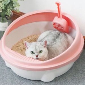 ペット 開放式 容器 清潔 猫用品M 10kg以内 猫用トイレ 半開放式 ネコトイレ 大容量 大型 砂の飛び散ら防止 掃除簡単 脱臭抗菌 おしゃれ 