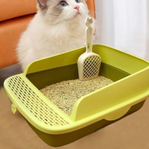猫 トイレ におい対策 ペット用 猫砂 匂い対策 おしゃれ スコップ付き 清潔 L 51*38*20cm 猫 トイレ 大型 四角 におい対策 猫砂 大容量 