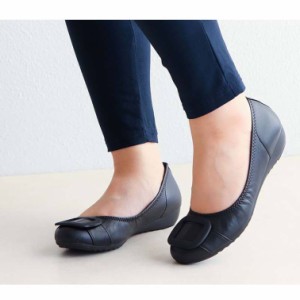 パンプス 痛くない 柔らかい 脱げない 日本製 アーチコンタクト バレエシューズ フラットシューズ 靴 レディース 歩きやすい 黒 ローヒー