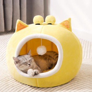猫 ベッド 冬 猫ハウス ペット用寝袋 ドーム型 犬 マット クッション 暖かい 寒さ対策 かわいい 動物の耳付き 小型犬 猫用 キャットハウ