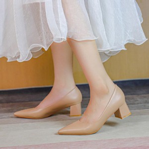 パンプス ヒール5CM 痛くない シンプル おしゃれ 大きいサイズ 結婚式 チャンキーヒール 太ヒール ポインテッドトゥ 歩きやすい レディー