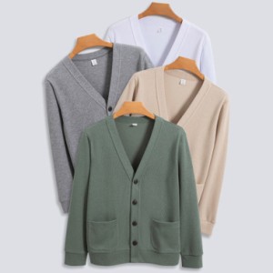 カーディガン メンズ コットンカラーニットカーディガン cardigan ニットカーディガン コットンカーデ 服 春服 秋服 春 秋 薄手 無地 ラ