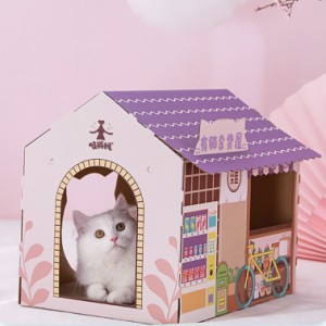 爪とぎ キャットハウス 猫ハウス 猫 家 小屋 キャットダンボールハウス ハウス型 段ボール 猫爪とぎ ペットハウス 屋内 屋外 通気 丈夫 