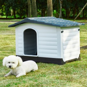 犬用ハウス 屋外 防水 ペットハウス 犬ハウス プラスチック製 組立簡単 日焼け対策 おしゃれ 小型犬 猫用 犬小屋 さびない 頑丈 通気性 