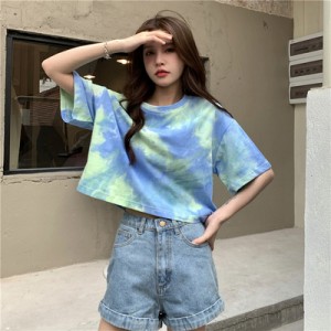 トップス Tシャツ 袖あり 半袖 Uネック 綿 コットン かわいい 大人可愛い きれいめ シンプル カジュアル 大人 上品 おしゃれ お洒落 かっ