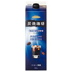 ハマヤ 炭焼アイスコーヒー 無糖 1000ml紙パック×12本入×(2ケース)