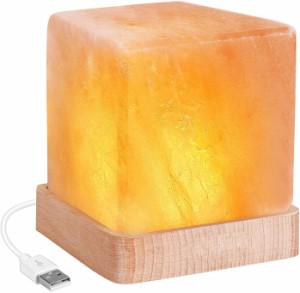 天然 ヒマラヤ岩塩ランプ USBプラグ ソルトランプ 台座木製 分離式 空気浄化と癒しの灯り 室内照明 インテリア マイナスイオン効果/安眠