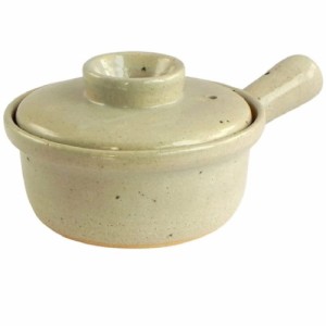 日本製 伊賀土 耐熱 片手雑炊鍋 透明釉(白) 伊賀焼・伊賀土鍋