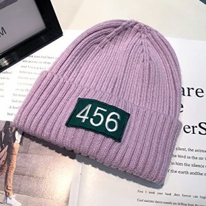 2021年の新しい白いニット帽の女性のinsデジタルパッチフード付きウールキャップ冬の暖かくて冷たい帽子 ニット帽子レディース(DM（56-58