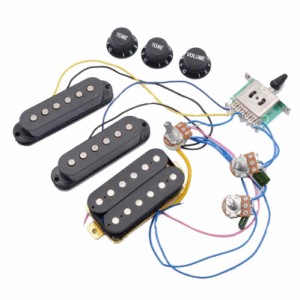 ギター配線キット ワイヤーハーネスを手漉き5方向コンバーター2T1Vコントロール Sピックアップ 区エレキギター (Color : Black)