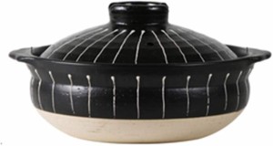 土鍋 ご飯鍋 蓋付 きヘルシーな調理器具 ヴィンテージクレイキャセロール、多機能ラウンドブラックシチュー鍋、健康栄養調理器具 (Size :