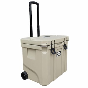 クーラーボックス (35L 37QT / ベージュ/キャスター付き) 多機能 クーラー 保冷ボックス 車載 冷蔵庫 (長期保冷/UV耐性/栓抜き/氷保