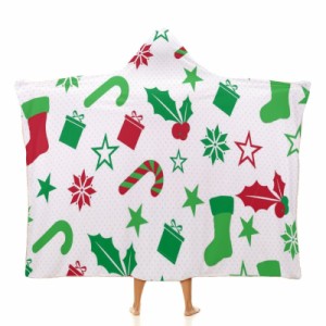 クリスマス フード付きブランケット ソフト着る 毛布ケープラップブランケット肩掛け毛布部屋着 可愛いギフト