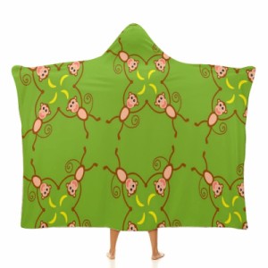 面白い猿 フード付きブランケット ソフト着る 毛布ケープラップブランケット肩掛け毛布部屋着 可愛いギフト
