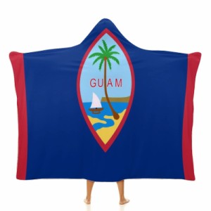 グアム米国旗 フード付きブランケット ソフト着る 毛布ケープラップブランケット肩掛け毛布部屋着 可愛いギフト