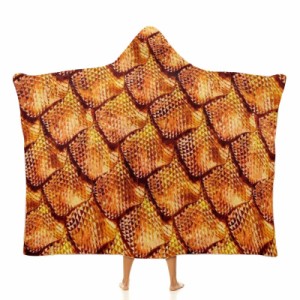 黄金竜の鱗 フード付きブランケット ソフト着る 毛布ケープラップブランケット肩掛け毛布部屋着 可愛いギフト