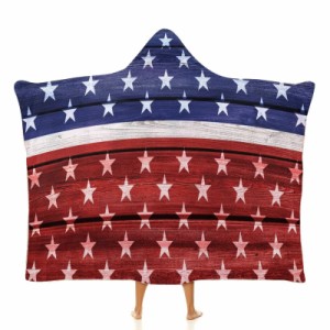 木の米国旗の要素 フード付きブランケット ソフト着る 毛布ケープラップブランケット肩掛け毛布部屋着 可愛いギフト