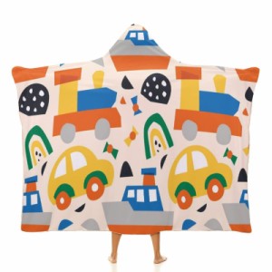 子供のおもちゃの抽象的な形 フード付きブランケット ソフト着る 毛布ケープラップブランケット肩掛け毛布部屋着 可愛いギフト