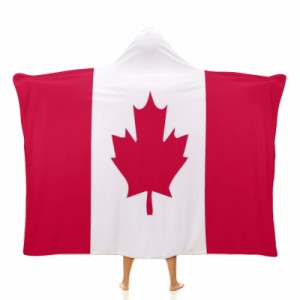 カナダの旗 フード付きブランケット ソフト着る 毛布ケープラップブランケット肩掛け毛布部屋着 可愛いギフト
