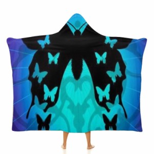 蝶 フード付きブランケット ソフト着る 毛布ケープラップブランケット肩掛け毛布部屋着 可愛いギフト