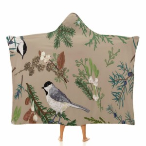 花の鳥 フード付きブランケット ソフト着る 毛布ケープラップブランケット肩掛け毛布部屋着 可愛いギフト