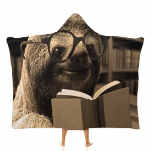 ナマケモノ読書本 フード付きブランケット ソフト着る 毛布ケープラップブランケット肩掛け毛布部屋着 可愛いギフト