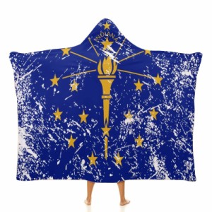 インディアナ州旗 フード付きブランケット ソフト着る 毛布ケープラップブランケット肩掛け毛布部屋着 可愛いギフト