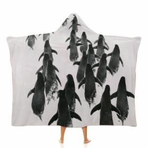 かわいいペンギン フード付きブランケット ソフト着る 毛布ケープラップブランケット肩掛け毛布部屋着 可愛いギフト