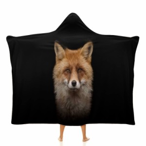 赤狐の顔 フード付きブランケット ソフト着る 毛布ケープラップブランケット肩掛け毛布部屋着 可愛いギフト