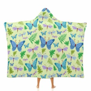 蝶とトンボ フード付きブランケット ソフト着る 毛布ケープラップブランケット肩掛け毛布部屋着 可愛いギフト
