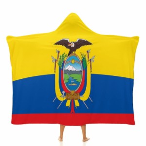 エクアドルの国旗 フード付きブランケット ソフト着る 毛布ケープラップブランケット肩掛け毛布部屋着 可愛いギフト