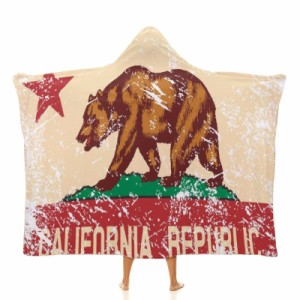 カリフォルニア州旗 フード付きブランケット ソフト着る 毛布ケープラップブランケット肩掛け毛布部屋着 可愛いギフト