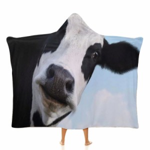 草原の牛 フード付きブランケット ソフト着る 毛布ケープラップブランケット肩掛け毛布部屋着 可愛いギフト