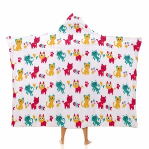 かわいい猫 フード付きブランケット ソフト着る 毛布ケープラップブランケット肩掛け毛布部屋着 可愛いギフト