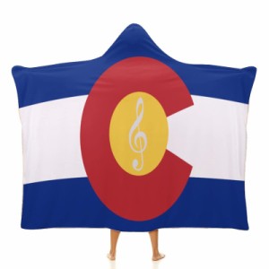 コロラド州の旗の音符 フード付きブランケット ソフト着る 毛布ケープラップブランケット肩掛け毛布部屋着 可愛いギフト