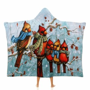 冬のお楽しみ鳥 フード付きブランケット ソフト着る 毛布ケープラップブランケット肩掛け毛布部屋着 可愛いギフト