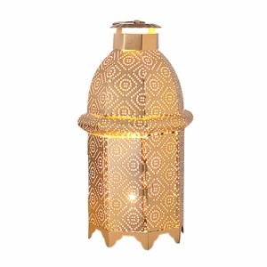 キャンドルホルダー 防風錬鉄床ランタンキャンドルホルダーの結婚式の装飾 キャンドルランタン (色 : Gold Size : 10x10x21cm)