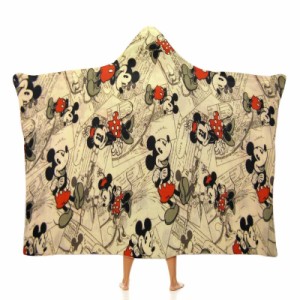 ミッキーマウス (1) 着る毛布 レディース ルームウエア 可愛い もこもこ 暖かい 着るブランケット メンズ ブランケット 大判 フード付き 