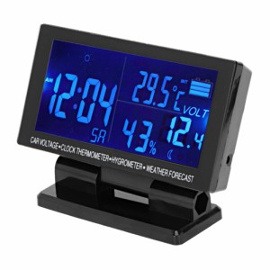 Akozon 車用温度計デジタル時計湿度計電圧計天気予報付き車両用