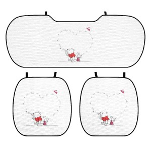 くまのプーさん 車用アイスシルククッション 車用 シートカバーセット カーシートクッション 3枚組 車の座布団 前座席用2枚+後部座席用1