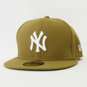 【中古】ニューエラ NEW ERA 59FIFTY MLB NY ニューヨーク・ヤンキース キャップ ベージュ ホワイト 7 1/4 57.7cm