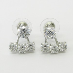 【中古】スワロフスキー SWAROVSKI 2WAY イヤージャケット ピアス  ストーン シルバーカラー アクセサリー