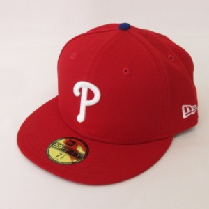 【中古】ニューエラ NEW ERA 美品 59FIFTY MLB P フィラデルフィア・フィリーズ キャップ 帽子 レッド ホワイト 7 1/2