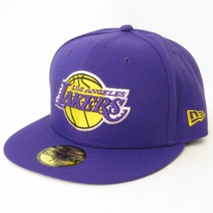 【中古】ニューエラ NEW ERA 美品 59FIFTY NBA ロサンゼルス・レイカーズ キャップ 紫 パープル 7 3/8 58.7cm 帽子