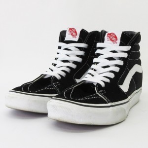 【中古】バンズ VANS SK8HI スケートハイ ハイカット スニーカー スエードキャンバス インヒール付き 黒 24.5cm