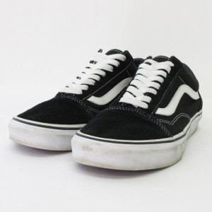 【中古】バンズ VANS OLD SKOOL オールド スクール ローカット スニーカー スエード キャンバス 黒 ブラック 24.5cm