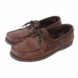 【中古】パラブーツ Paraboot バース BARTH デッキシューズ モカシン レザー 革靴 茶 ブラウン UK6.5 メンズ