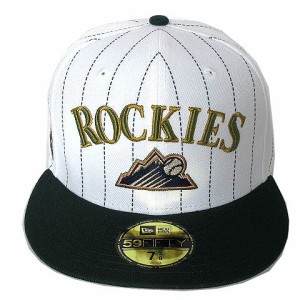 【中古】ニューエラ 59FIFTY MLB オールスターゲーム コロラドロッキーズ キャップ 帽子 白 グリーン 7 3/8 58.7cm