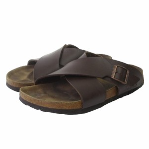 【中古】ビルケンシュトック BIRKENSTOCK シエナ SIENA ストラップサンダル フラット クロス レザー 茶 ブラウン 26cm メンズ